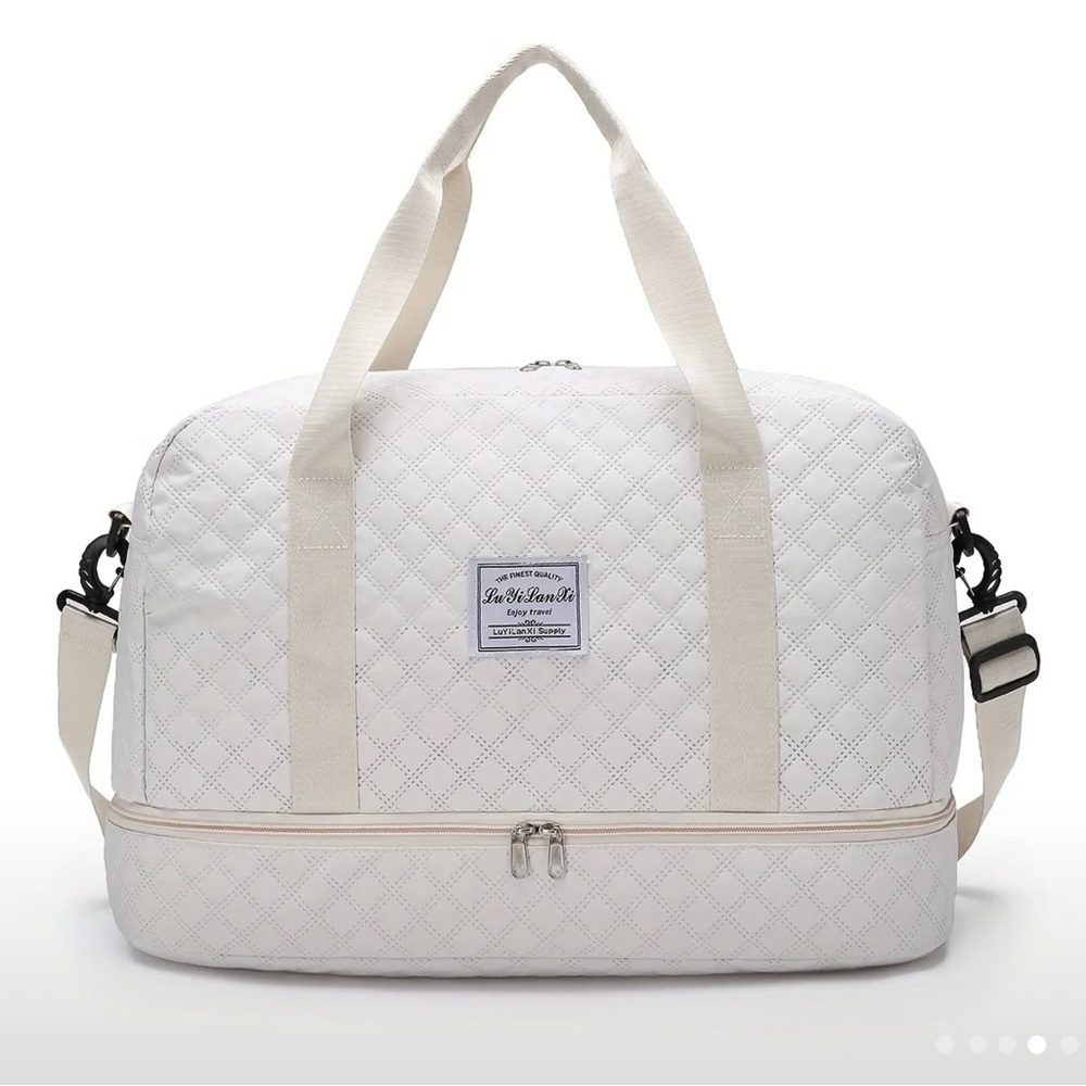 Cream Quilted Duffle Bag
